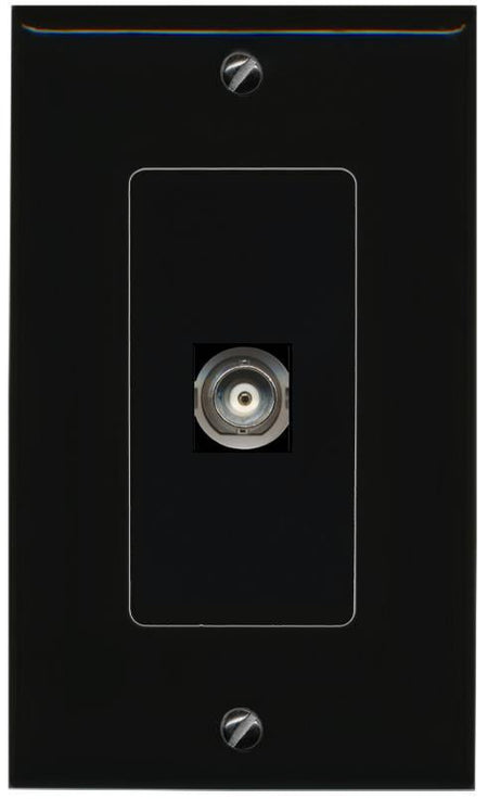 RiteAV 1 Port BNC Female-Female Decorative Wall Face Plate [Black]