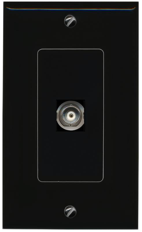RiteAV 1 Port BNC Female-Female Decorative Wall Face Plate [Black]