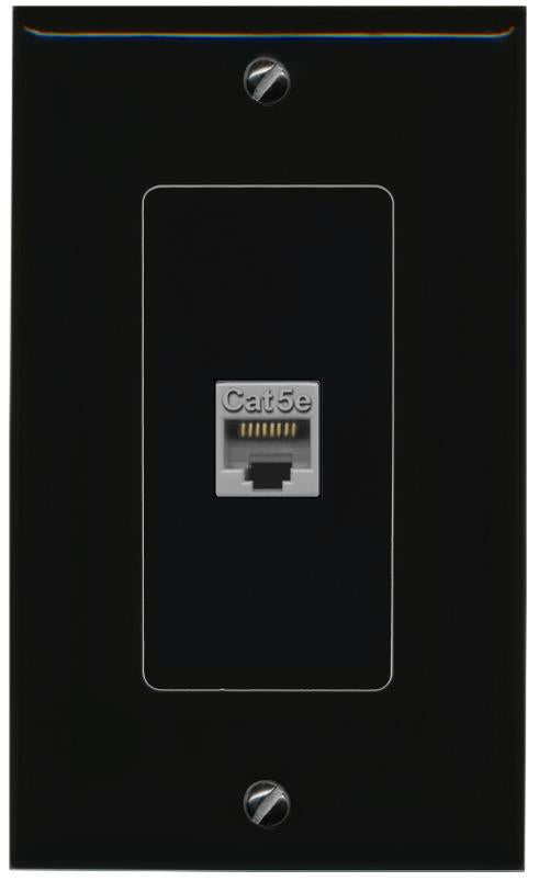RiteAV 1 Port CAT5E-GRAY Female-Female Decorative Wall Face Plate [Black]
