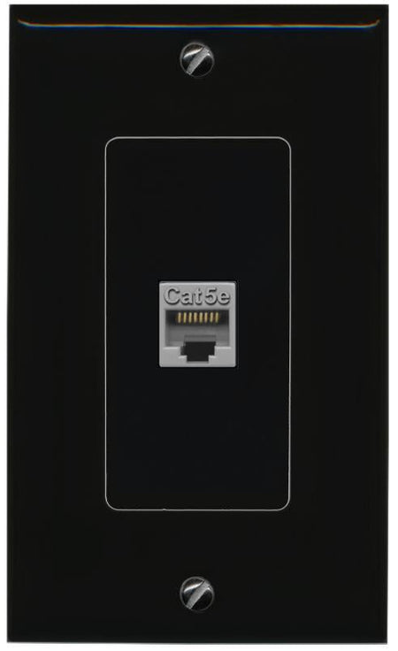 RiteAV 1 Port CAT5E-GRAY Female-Female Decorative Wall Face Plate [Black]