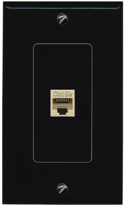 RiteAV 1 Port CAT5E-IVORY Female-Female Decorative Wall Face Plate [Black]