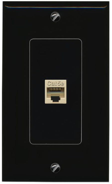 RiteAV 1 Port CAT5E-IVORY Female-Female Decorative Wall Face Plate [Black]