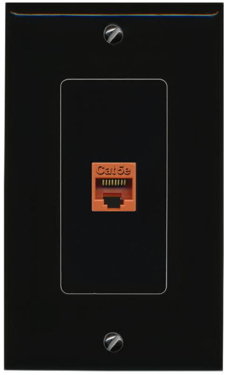 RiteAV 1 Port CAT5E-ORANGE Female-Female Decorative Wall Face Plate [Black]