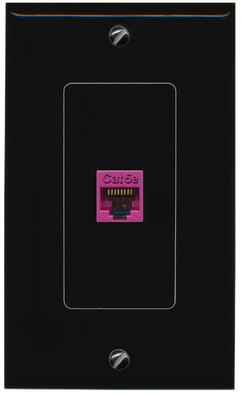RiteAV 1 Port CAT5E-PINK Female-Female Decorative Wall Face Plate [Black]