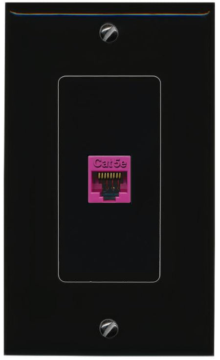 RiteAV 1 Port CAT5E-PINK Female-Female Decorative Wall Face Plate [Black]