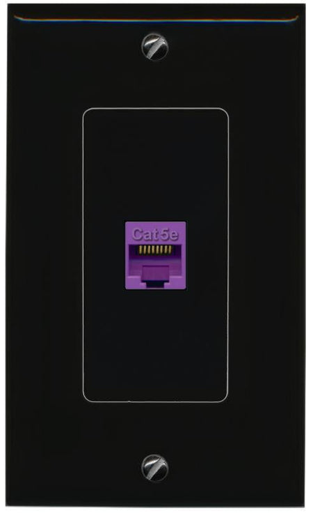 RiteAV 1 Port CAT5E-PURPLE Female-Female Decorative Wall Face Plate [Black]