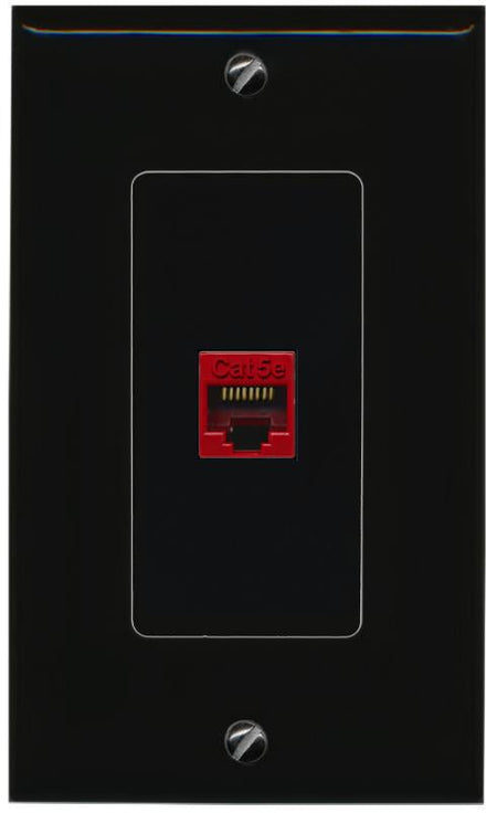 RiteAV 1 Port CAT5E-RED Female-Female Decorative Wall Face Plate [Black]