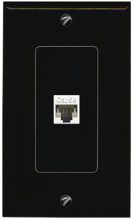 RiteAV 1 Port CAT5E-WHITE Female-Female Decorative Wall Face Plate [Black]