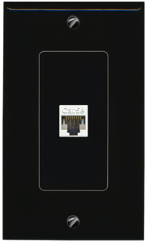 RiteAV 1 Port CAT5E-WHITE Female-Female Decorative Wall Face Plate [Black]
