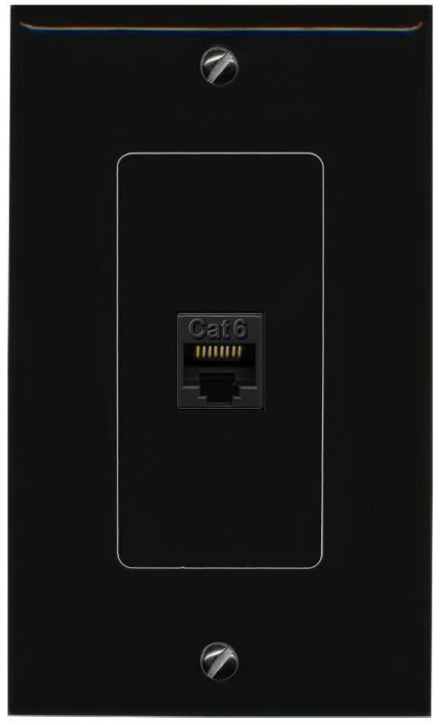 RiteAV 1 Port CAT6-BLACK Female-Female Decorative Wall Face Plate [Black]