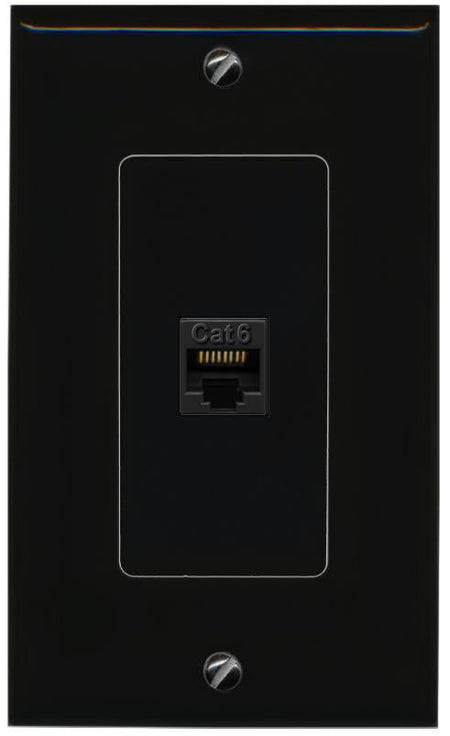 RiteAV 1 Port CAT6-BLACK Female-Female Decorative Wall Face Plate [Black]