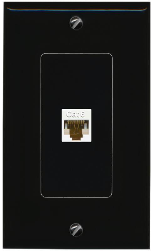 RiteAV 1 Port CAT6-WHITE Female-Female Decorative Wall Face Plate [Black]