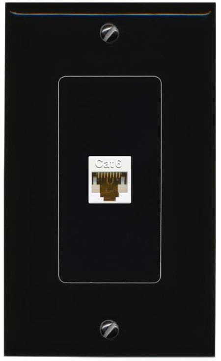 RiteAV 1 Port CAT6-WHITE Female-Female Decorative Wall Face Plate [Black]