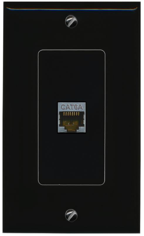 RiteAV 1 Port CAT6A Female-Female Decorative Wall Face Plate [Black]