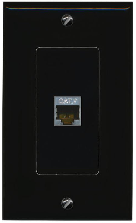 RiteAV 1 Port CAT7 Female-Female Decorative Wall Face Plate [Black]