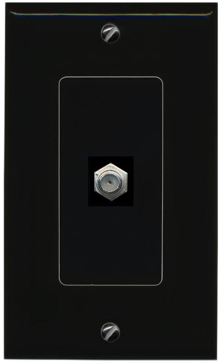 RiteAV 1 Port COAX Female-Female Decorative Wall Face Plate [Black]