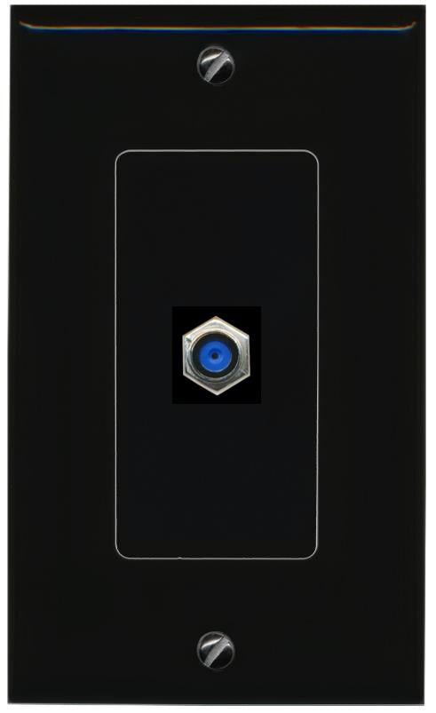 RiteAV 1 Port F81 Female-Female Decorative Wall Face Plate [Black]