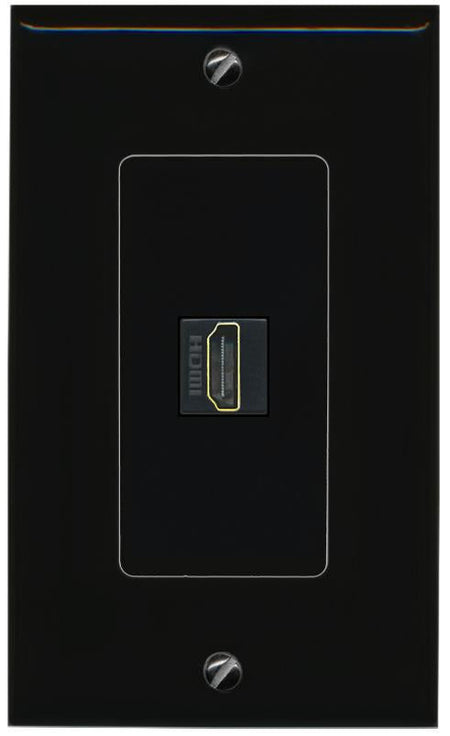 RiteAV 1 Port HDMI-BLACK Female-Female Decorative Wall Face Plate [Black]