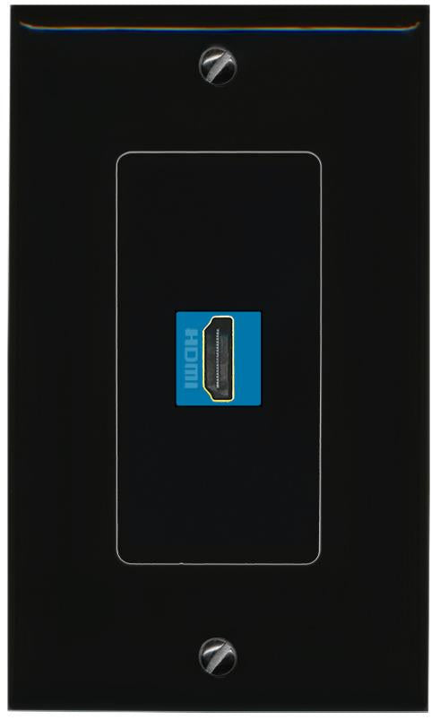 RiteAV 1 Port HDMI-BLUE Female-Female Decorative Wall Face Plate [Black]