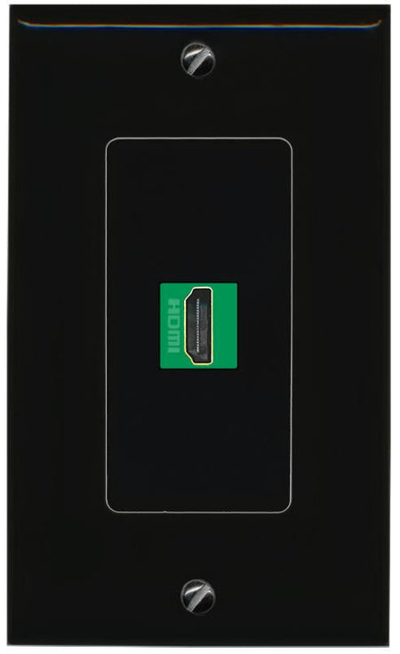 RiteAV 1 Port HDMI-GREEN Female-Female Decorative Wall Face Plate [Black]