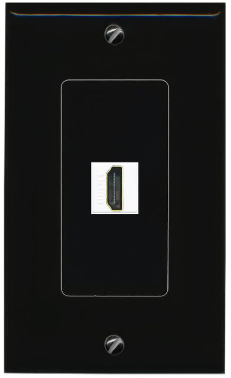 RiteAV 1 Port HDMI-WHITE Female-Female Decorative Wall Face Plate [Black]