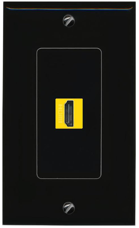 RiteAV 1 Port HDMI-YELLOW Female-Female Decorative Wall Face Plate [Black]