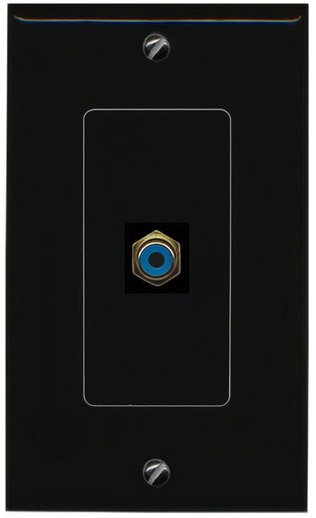 RiteAV 1 Port RCA-BLUE Female-Female Decorative Wall Face Plate [Black]