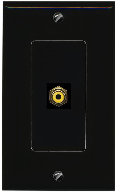 RiteAV 1 Port RCA-YELLOW Female-Female Decorative Wall Face Plate [Black]