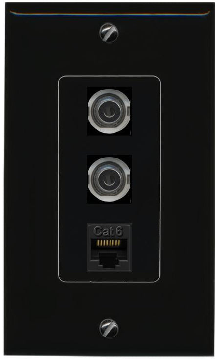 2 3.5mm CAT6 Wall Plate [Black]