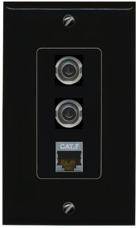 2 3.5mm CAT7 Wall Plate [Black]