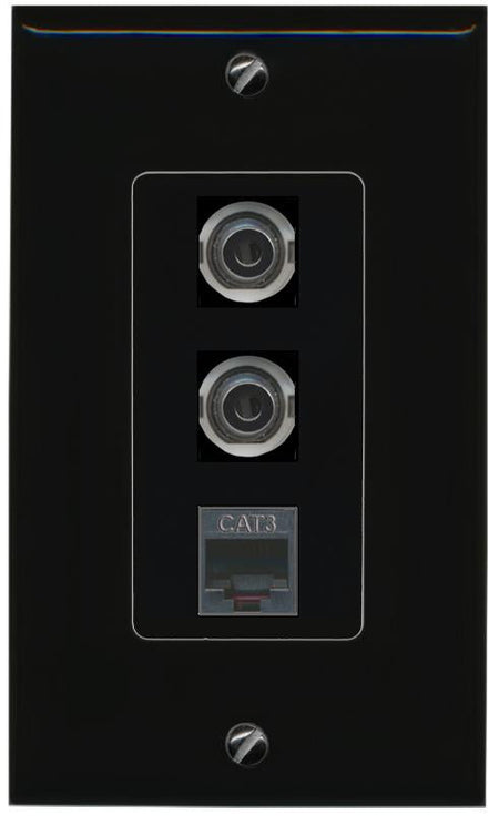 2 3.5mm PHONE Wall Plate [Black]