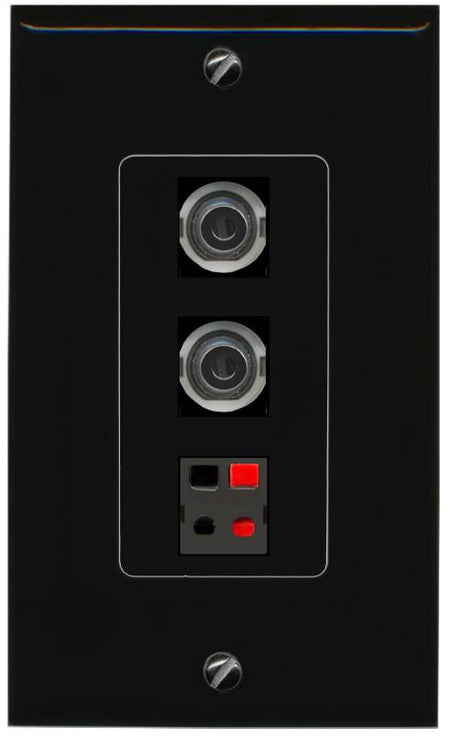 2 3.5mm SPEAKER Wall Plate [Black]