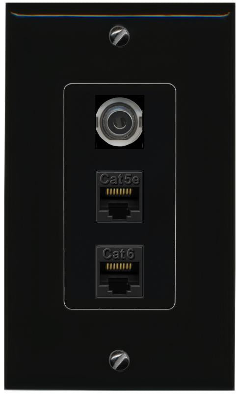 3.5mm CAT5E-WHITE CAT6 Wall Plate [Black]