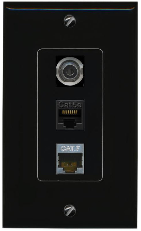 3.5mm CAT5E-WHITE CAT7 Wall Plate [Black]