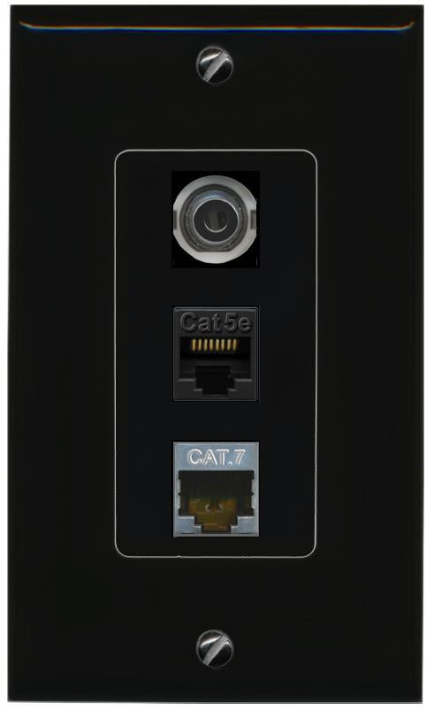 3.5mm CAT5E-WHITE CAT7 Wall Plate [Black]