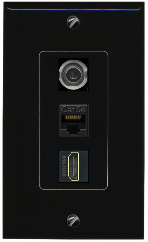 3.5mm CAT5E-WHITE HDMI Wall Plate [Black]