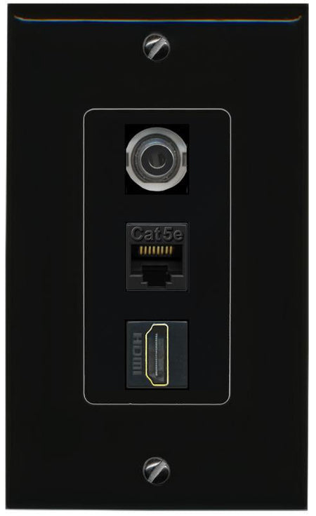 3.5mm CAT5E-WHITE HDMI Wall Plate [Black]