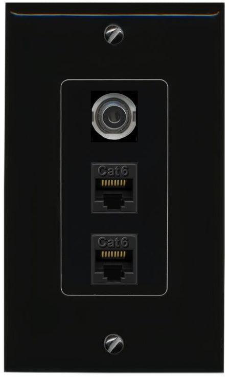 3.5mm 2 CAT6 Wall Plate [Black]