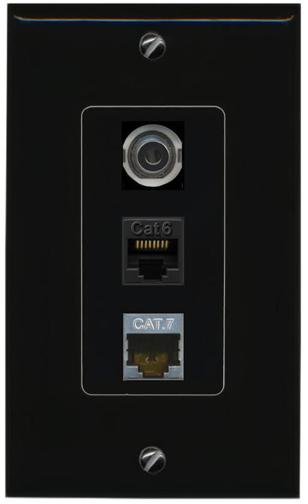 3.5mm CAT6 CAT7 Wall Plate [Black]