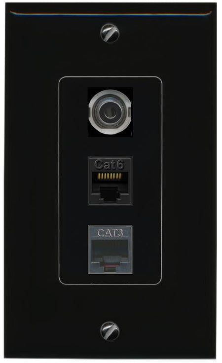 3.5mm CAT6 PHONE Wall Plate [Black]