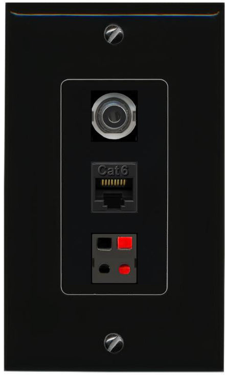 3.5mm CAT6 SPEAKER Wall Plate [Black]