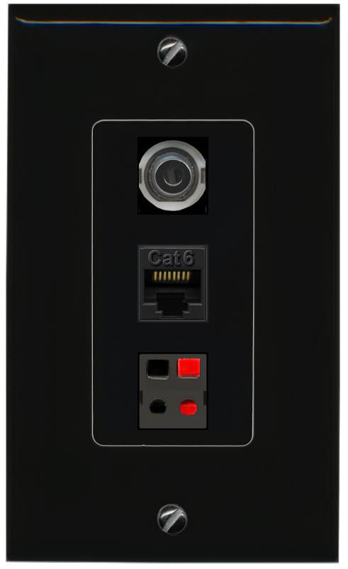 3.5mm CAT6 SPEAKER Wall Plate [Black]