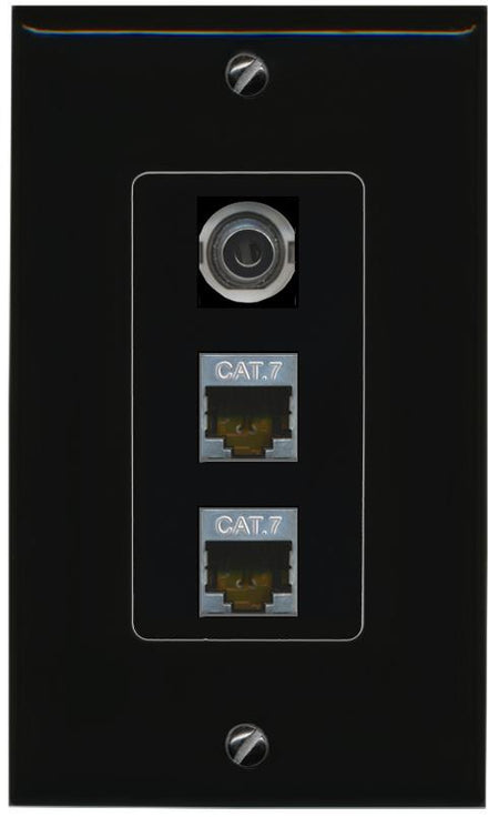 3.5mm 2 CAT7 Wall Plate [Black]
