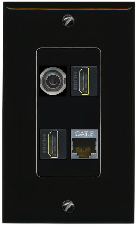 RiteAV 3.5mm CAT7 2 HDMI Wall Plate Decorative [Black]