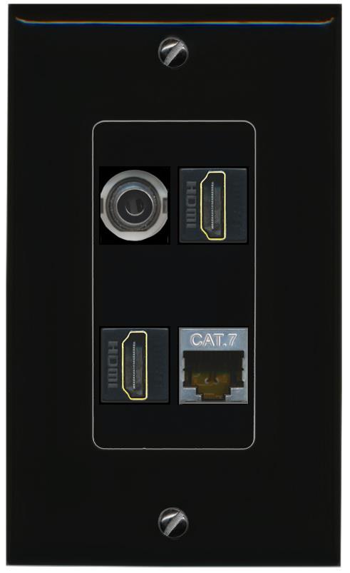 RiteAV 3.5mm CAT7 2 HDMI Wall Plate Decorative [Black]