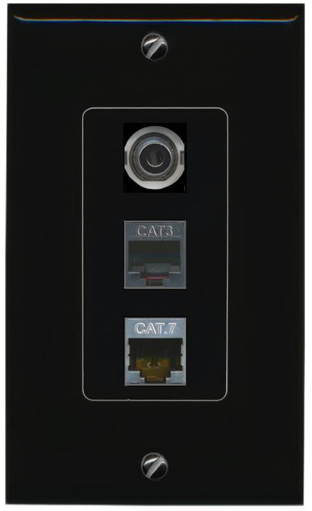 3.5mm CAT7 PHONE Wall Plate [Black]