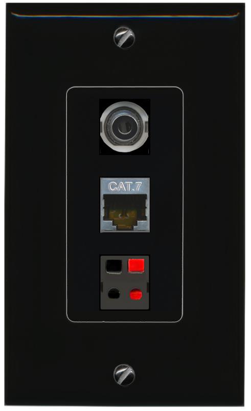 3.5mm CAT7 SPEAKER Wall Plate [Black]