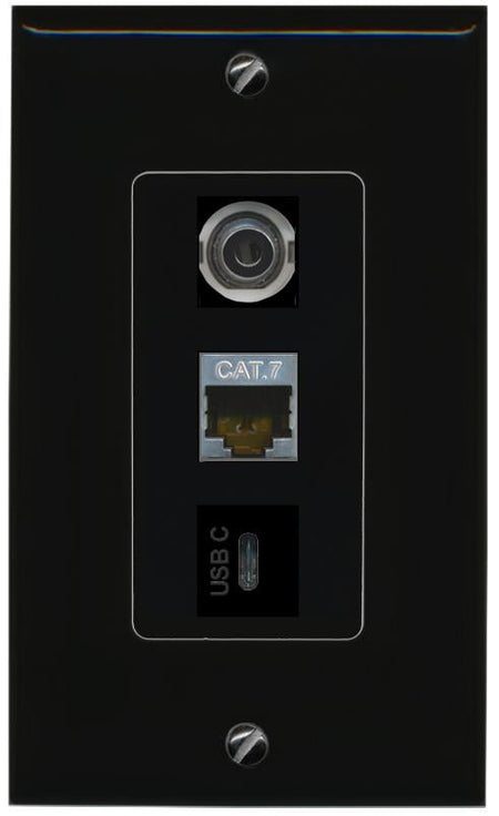 3.5mm CAT7 USBC Wall Plate [Black]