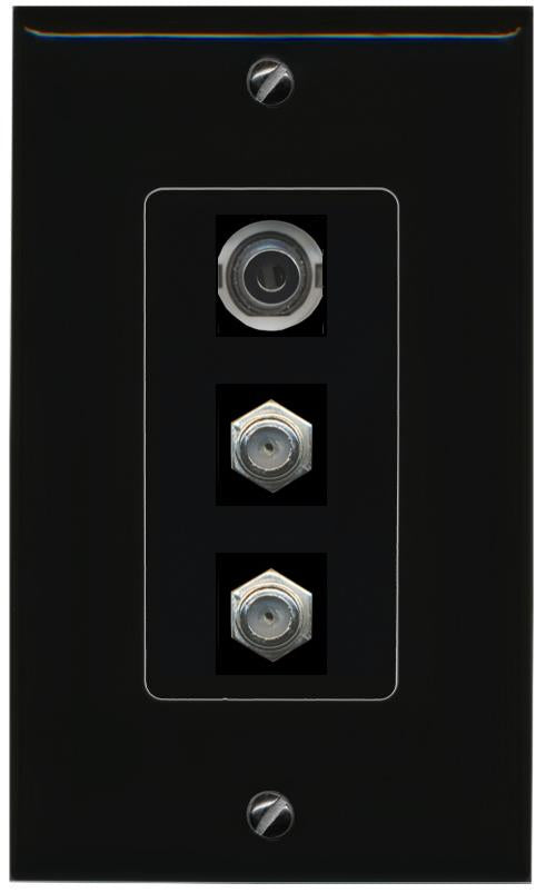 3.5mm 2 COAX Wall Plate [Black]