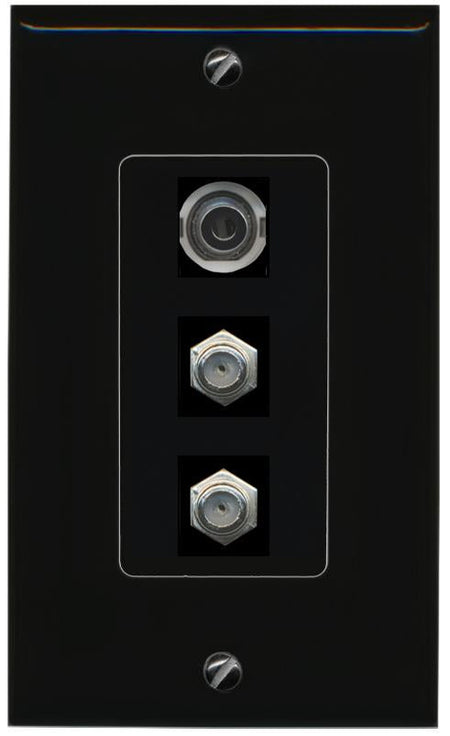 3.5mm 2 COAX Wall Plate [Black]